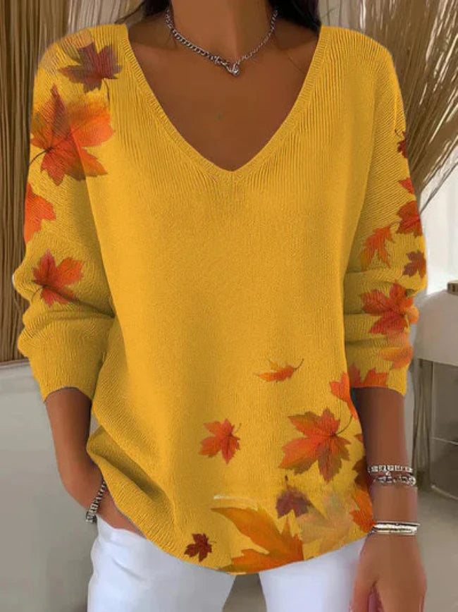 Clémence | Maglione da donna con scollo a V casual in comoda maglia a costine
