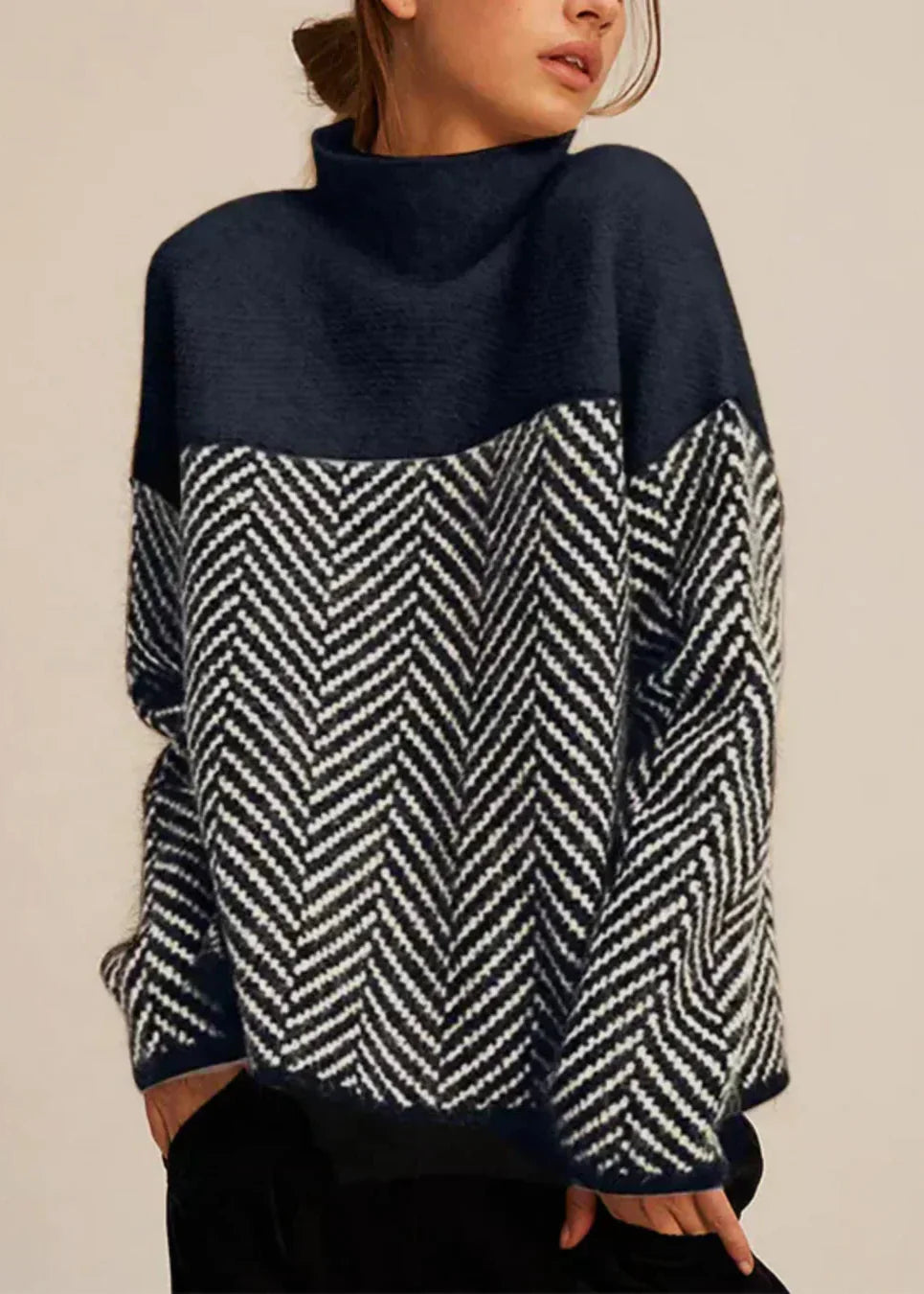 Malene ~ Maglione a collo alto in cotone