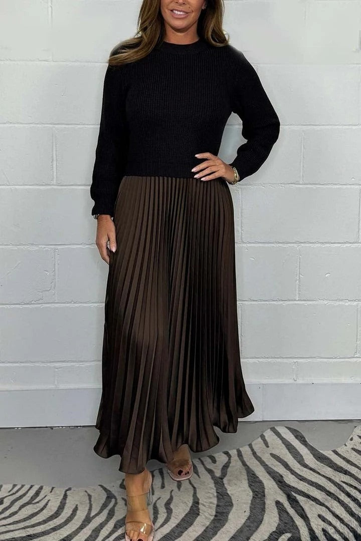 Camilla | Abito lungo con maglione e gonna a pieghe