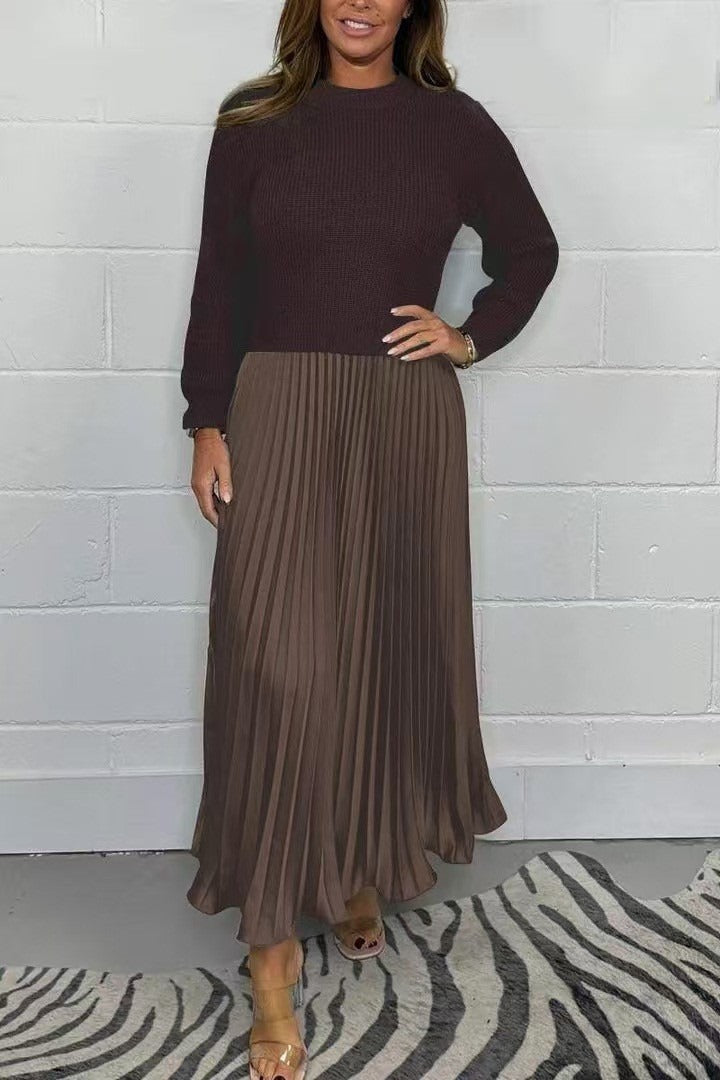 Camilla | Abito lungo con maglione e gonna a pieghe