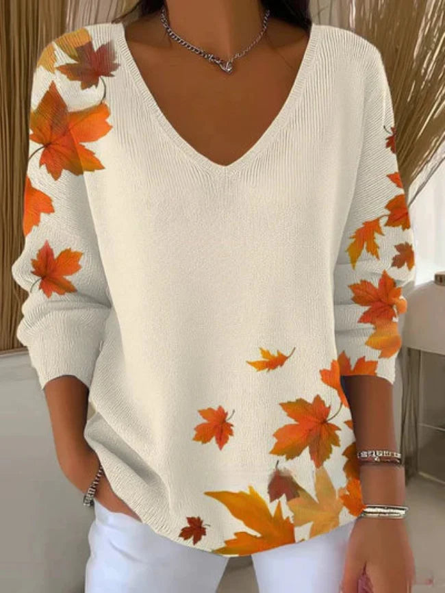 Clémence | Maglione da donna con scollo a V casual in comoda maglia a costine