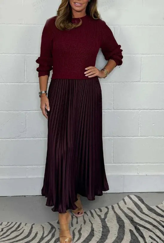 Camilla | Abito lungo con maglione e gonna a pieghe