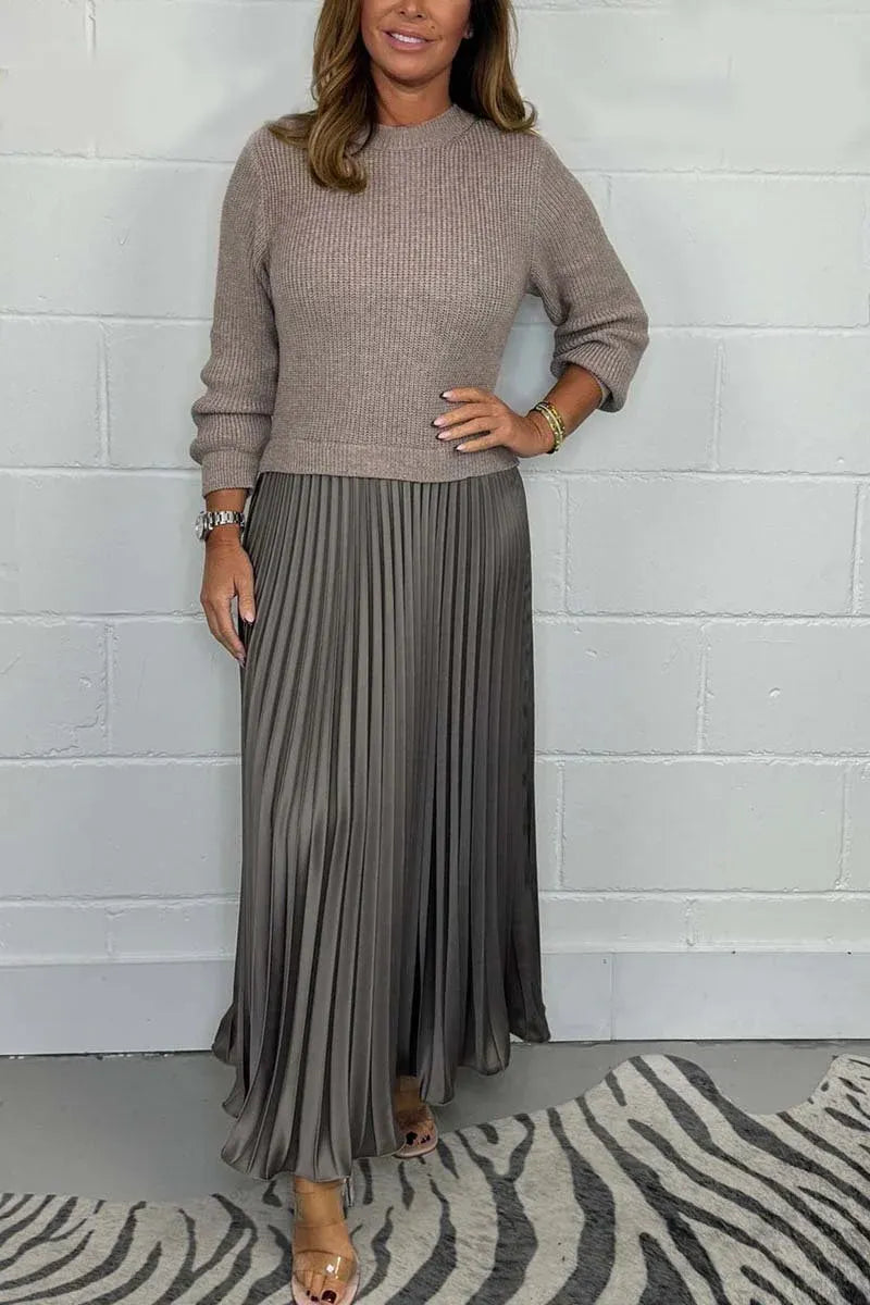 Camilla | Abito lungo con maglione e gonna a pieghe