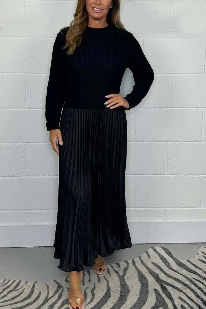 Camilla | Abito lungo con maglione e gonna a pieghe