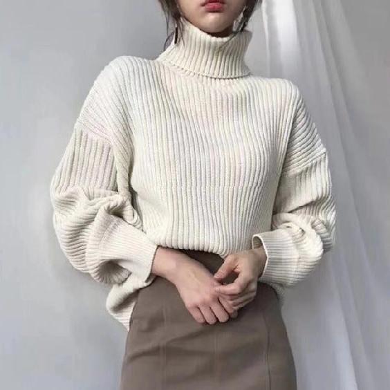 Ricci™ | Pullover di lusso con colletto alto e maniche a palloncino