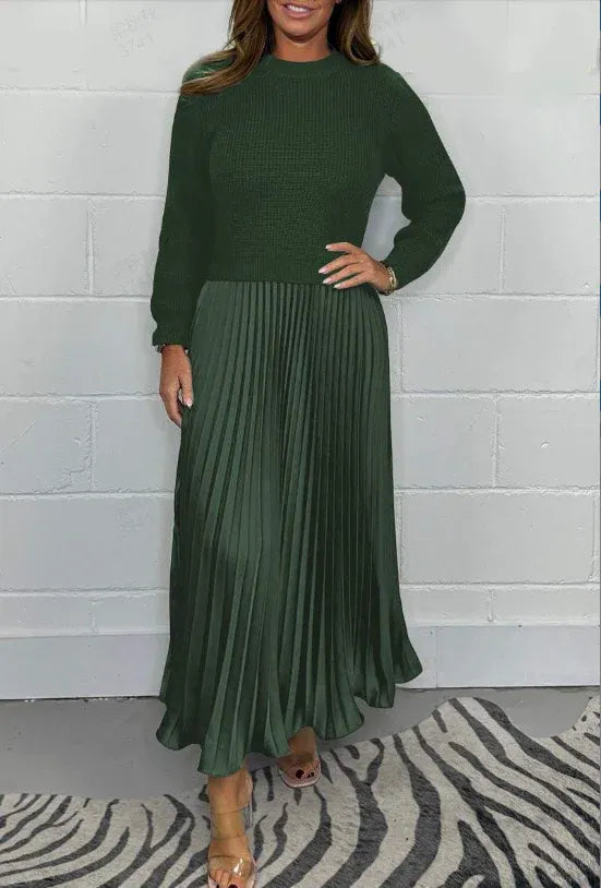 Camilla | Abito lungo con maglione e gonna a pieghe